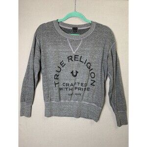 🌻2 for $20🌻True Religion Sweatshirt Womans Size S Gray Y2K Minimalist Bejeweled